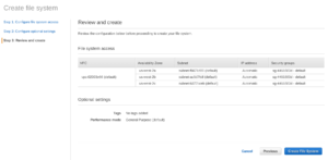 Amazon Elastic File System (EFS) Review And Create